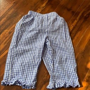 Bella Bliss blue gingham ruffle edge pant girls 4